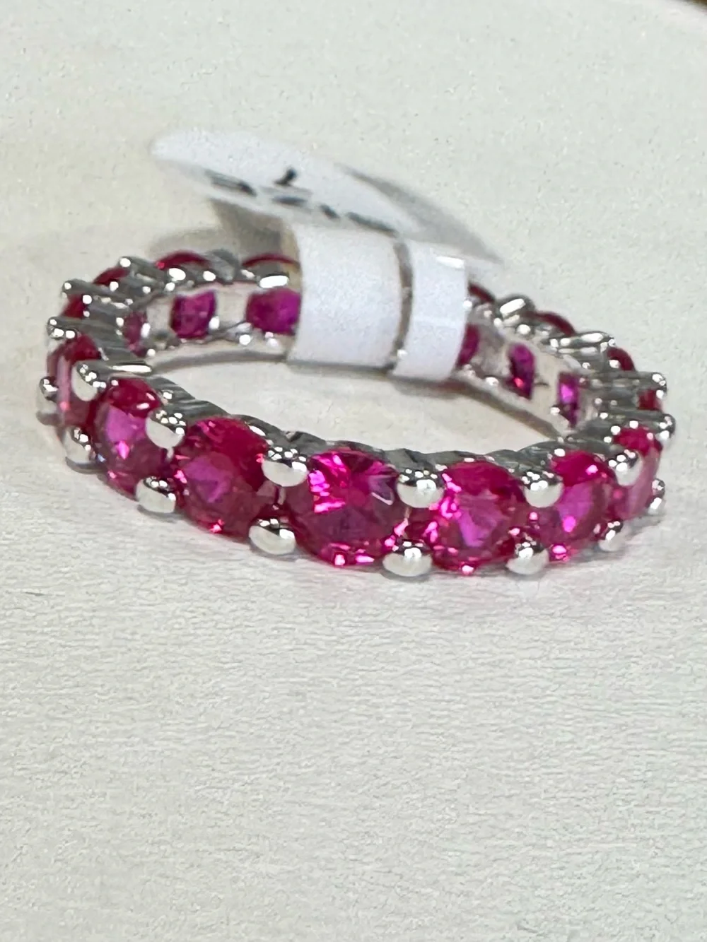 925 Pink Sapphire Eternity Band